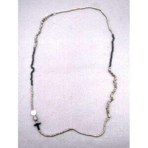 Michelle Roy Beaded Cross Necklace Signed Lobster Closure Multicolor